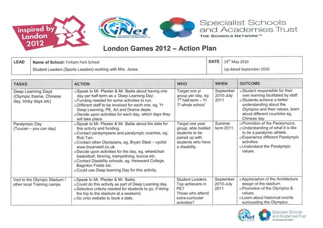 London 2012 action plan   student l...