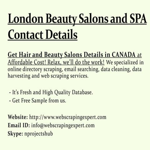 London Beauty Salons and SPA Contact Details