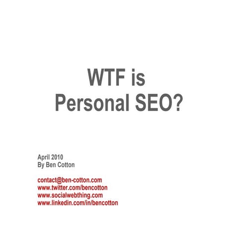 WTF is Personal SEO?