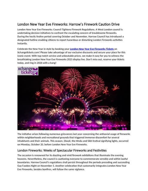 London New Year Eve Fireworks Harrow’s Firework Caution Drive.docx