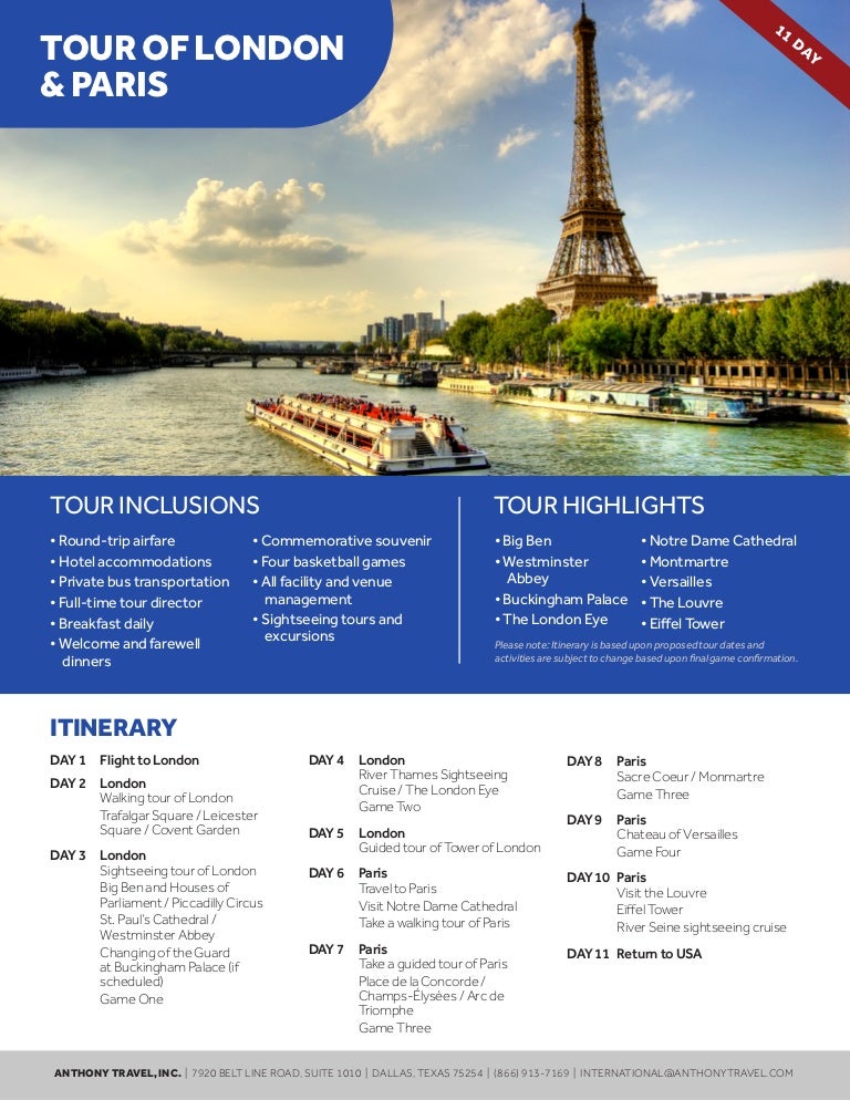 London & Paris Itinerary