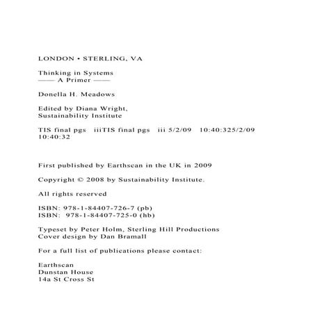 LONDON • STERLING, VAThinking in Systems—— A Primer ——.docx