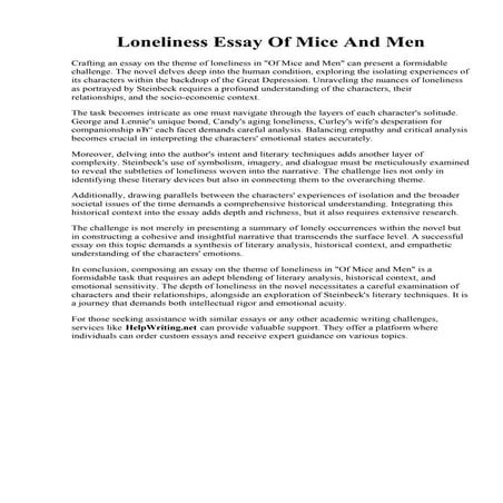 Loneliness Essay Of Mice And Men.pdfLoneliness Essay Of Mice And Men