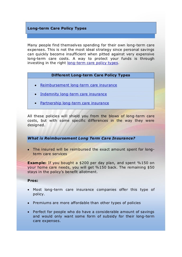 Long term care policy types