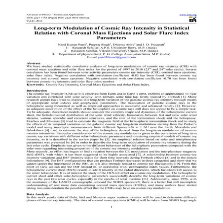 Long term modulation of cosmic ray intensity in statistical relation with cor...