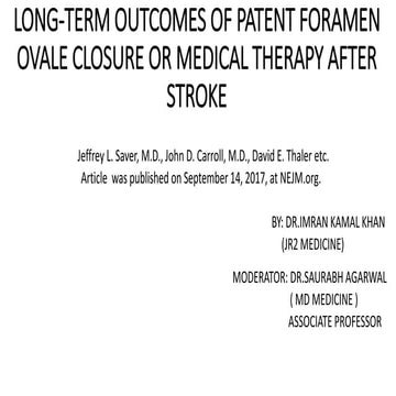 LONG­-TERM OUTCOMES OF PATENT FORAMEN OVALE 1.pptx