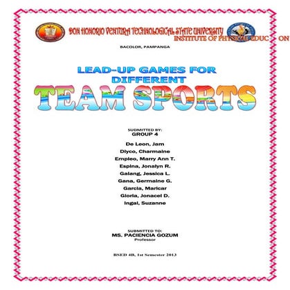 LEAD-UP GAMES for Different TEAM SPORTS