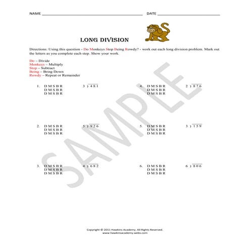 Long Dvision with Remainders