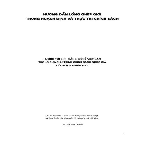 Huong dan long ghep Gioi trong hoach dinh va thuc thi chinh sach