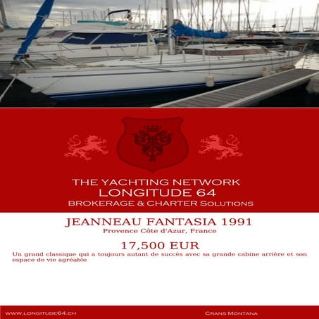 JEANNEAU FANTASIA, 1991, 17.500 € For Sale Yacht Brochure. Presented By longi...