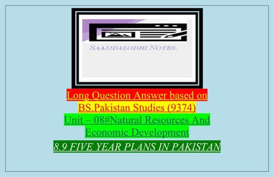 Five Years Plan of Pakistan | DOCX
