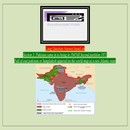 Long Question Answer based on SECTION 31947 TO 1971 FALL OF EAST PAKISTAN.docx