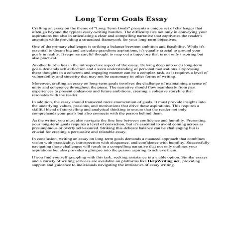 Long Term Goals Essay