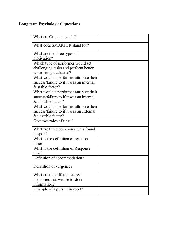 Long term psychological relay questions