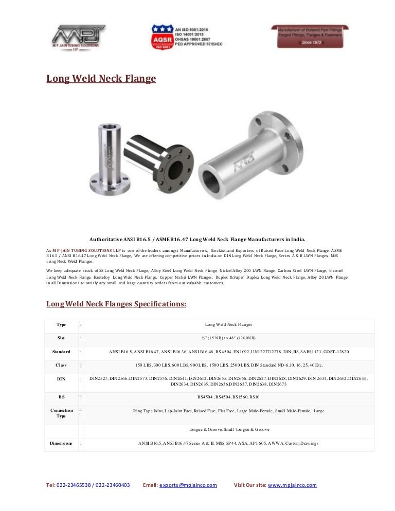 Long Weld Neck Flange