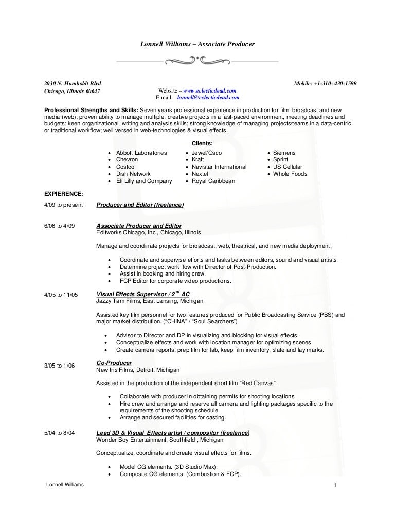 associate producer resumes