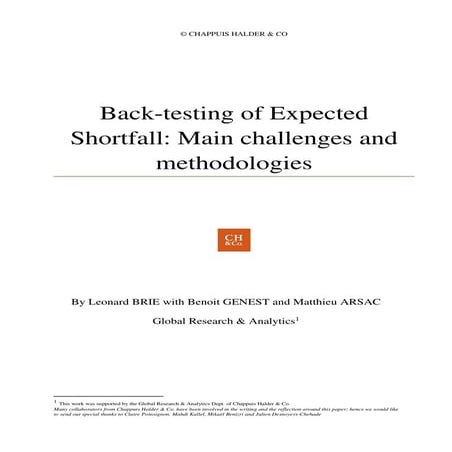 Back-testing of Expected Shortfall : Main challenges and methodologies ...