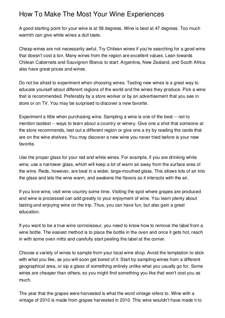 How To Make The Most Your Wine Experiences