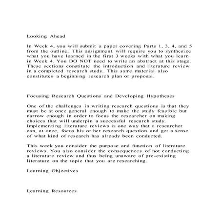 Looking AheadIn Week 4, you will submit a paper covering Par