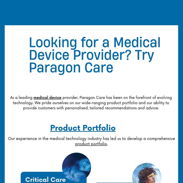 Looking for a Medical Device Provider? Try Paragon Care