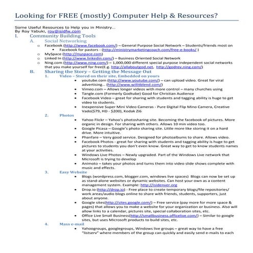 Looking For Free  Mostly  Computer Help And Resources