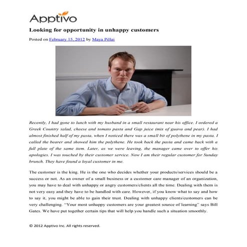 Looking for opportunity in unhappy customers