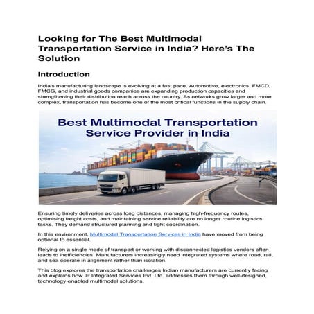 How to Choose the Best Pan India Logistics Partner in 2026 | PDF
