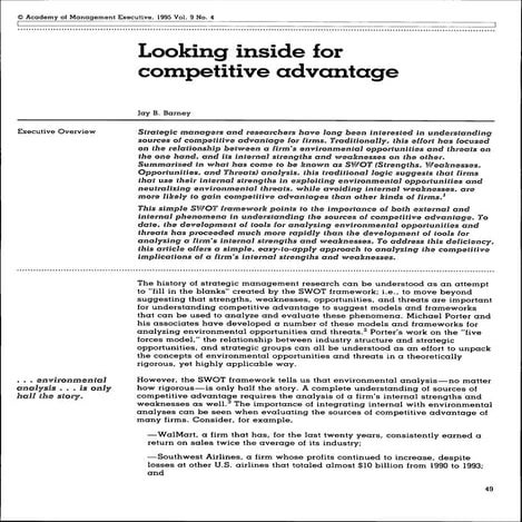 ##Looking inside for competitive advantage
