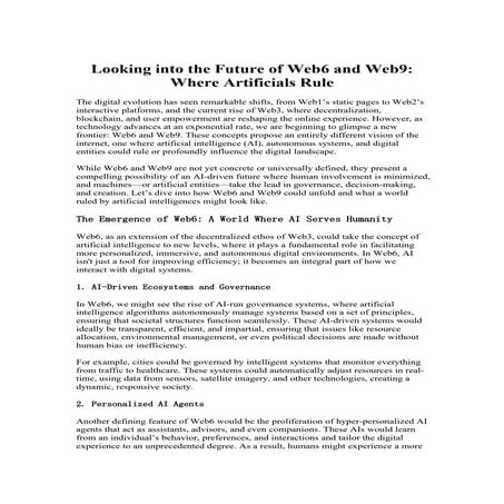 Looking into the Future of Web6 and Web9: Where Artificials Rule | PDF