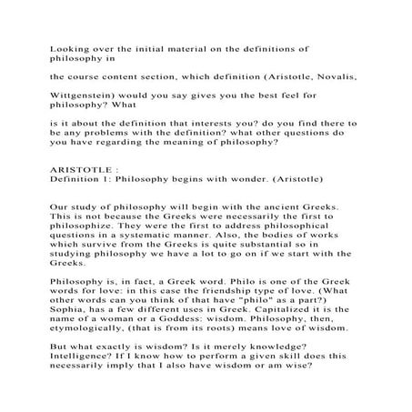 Looking over the initial material on the definitions of philosophy i.docx