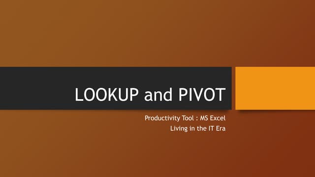 Lookup and  PIVOT.ppt