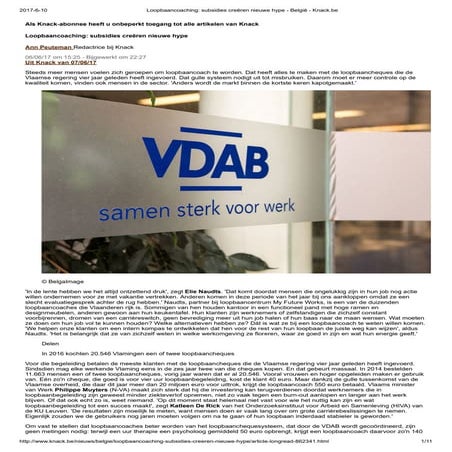 Loopbaancoaching  subsidies creëren nieuwe hype   belgië - knack