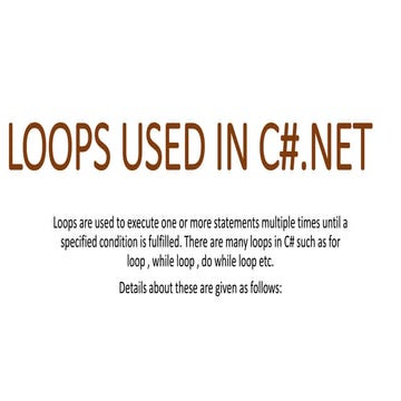 Loops in C.net.pptx | Programming Languages | Computing