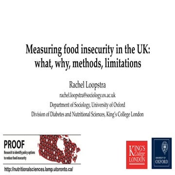 TRAINING PRESENTATION ON MEASURING THE FOOD INSECURITY EXPERIENCE SCALE ...