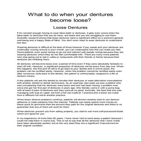 Loose dentures - Dr Muzzafar Zaman