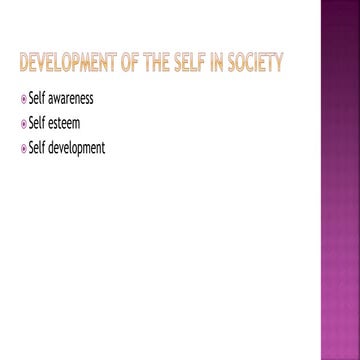 DEVELOPMENT OF THE SELF IN SOCIETY | PPT