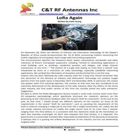 Manufacturers of IoT LoRa Antenna | PDF