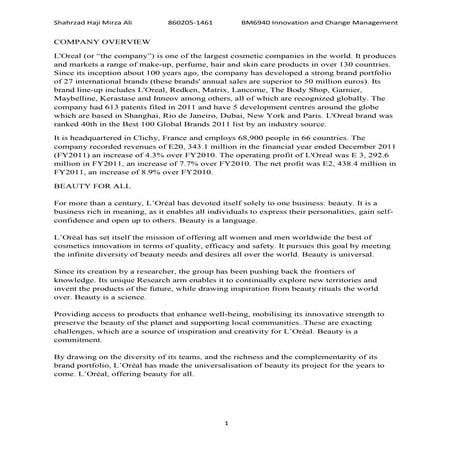 L'oréal individual assignment