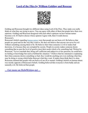 Lord Of The Flies By William Golding And Rosseau