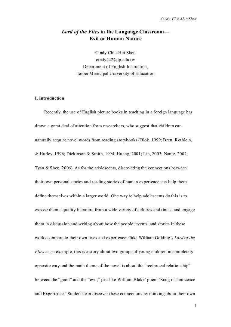 Lord Of The Flies In The Language Classroom Evil Or Human Nature