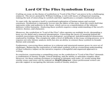 Lord Of The Flies Symbolism Essay
