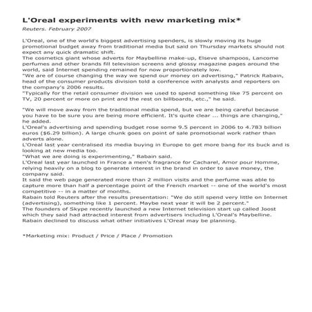 L'oreal marketing mix