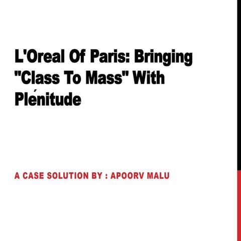 L'Oreal Of Paris: Bringing "Class To Mass" With Plénitude 