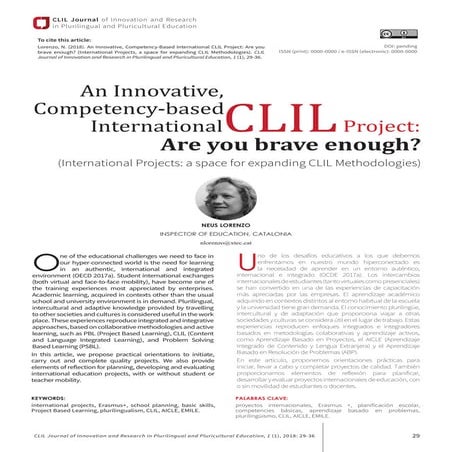 An Innovative, Competency-based  InternationalCLIL Project: Are you brave eno...