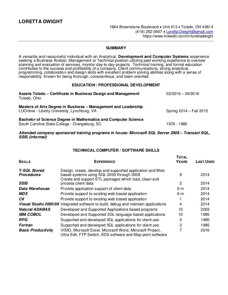 Loretta Dwight Resume 2016