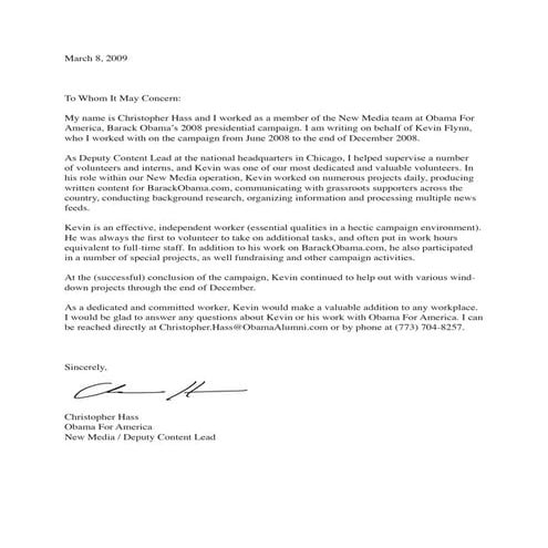 Letter of Recommendation