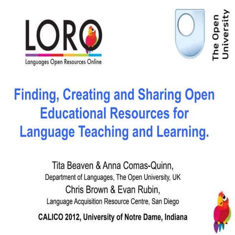 Finding, Creating and Sharing OER for language teaching and learning