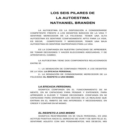 Los seis pilares de la autoestima