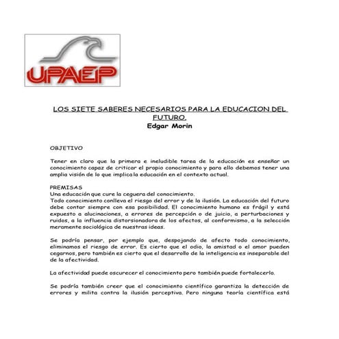 Los siete saberes de la educación del futuro