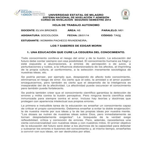 Los 7 saberes de edgar morin